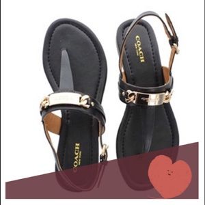 COACH brand Caterine Black patent leather sandals